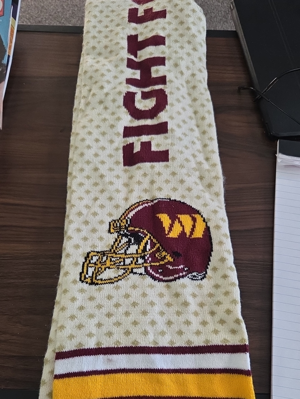 Yellow and Maroon Football Helmet Beach Towel by